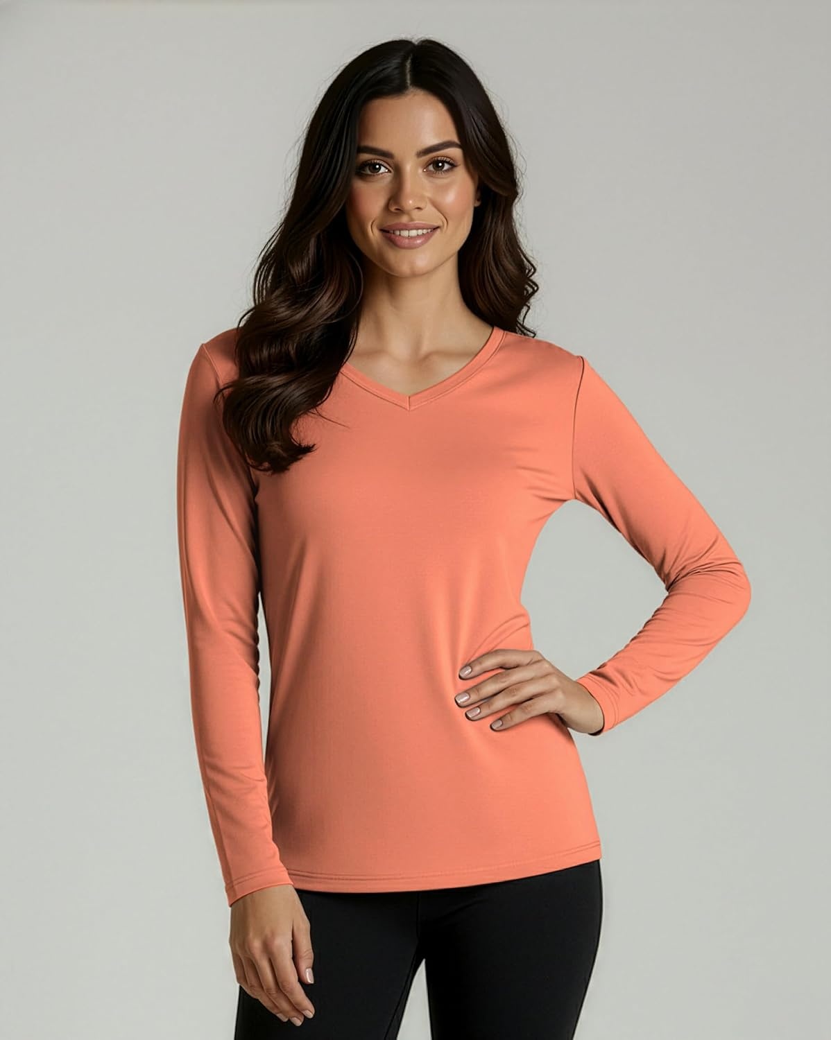 image:image4 Pack Womens Dry Fit Long Sleeve V Neck Tops Workout Athletic Tees ShirtsSet 5