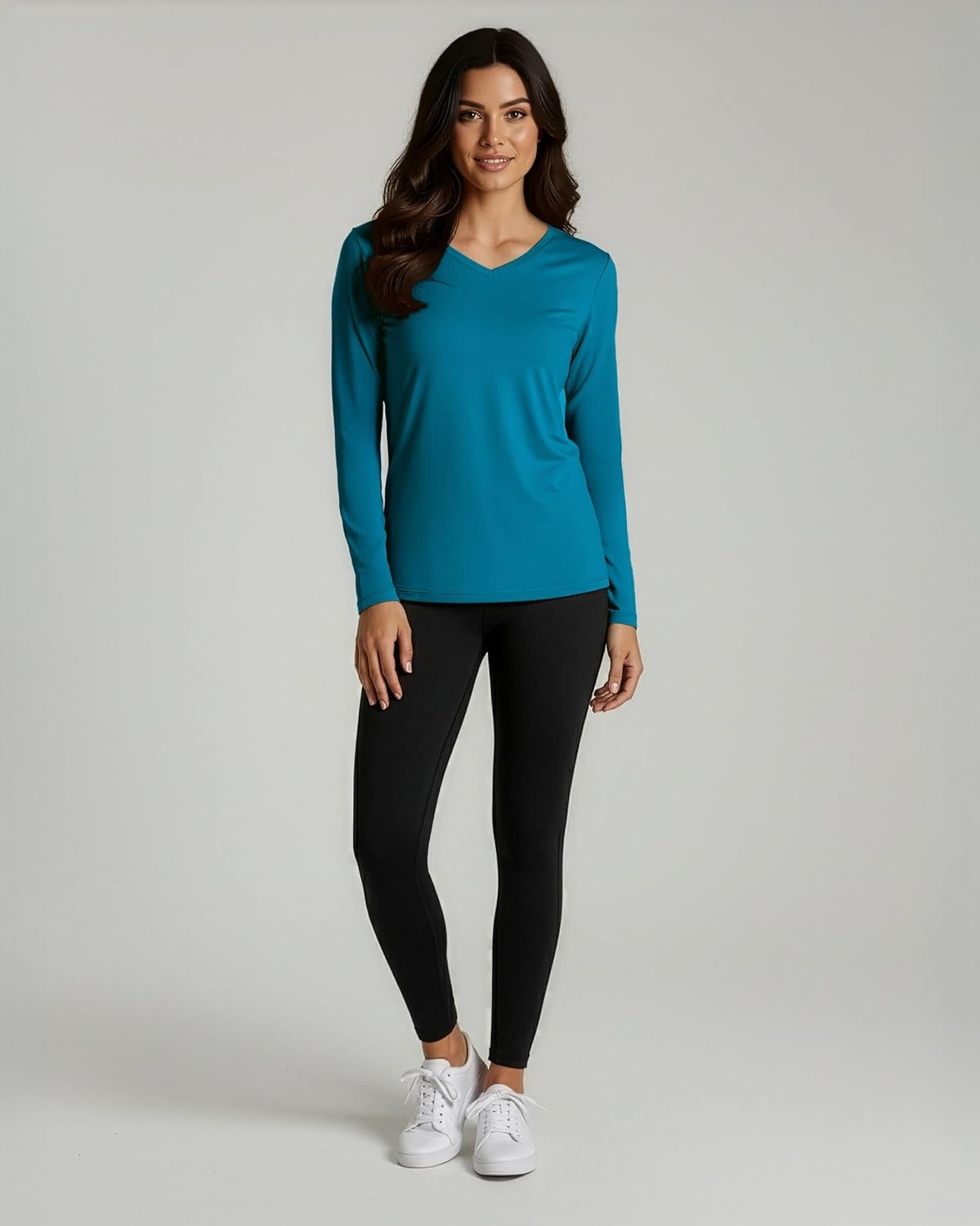 image:image4 Pack Womens Dry Fit Long Sleeve V Neck Tops Workout Athletic Tees ShirtsSet 6