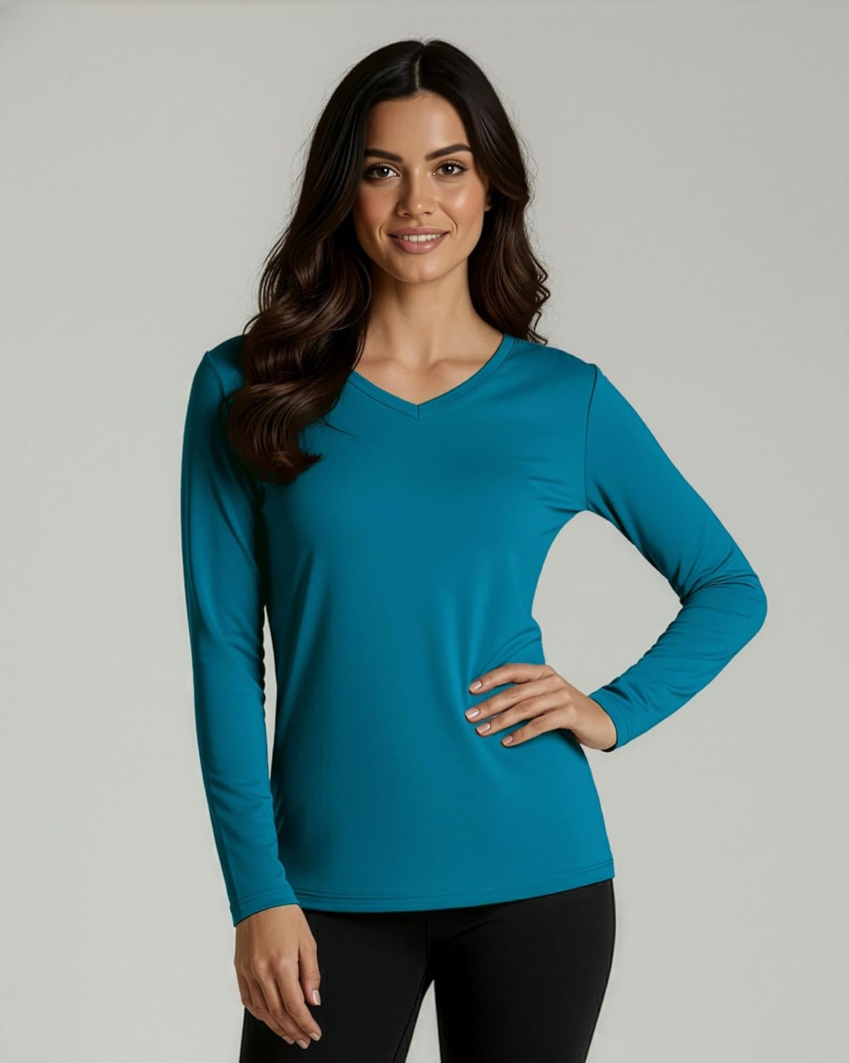 image:image4 Pack Womens Dry Fit Long Sleeve V Neck Tops Workout Athletic Tees ShirtsSet 6