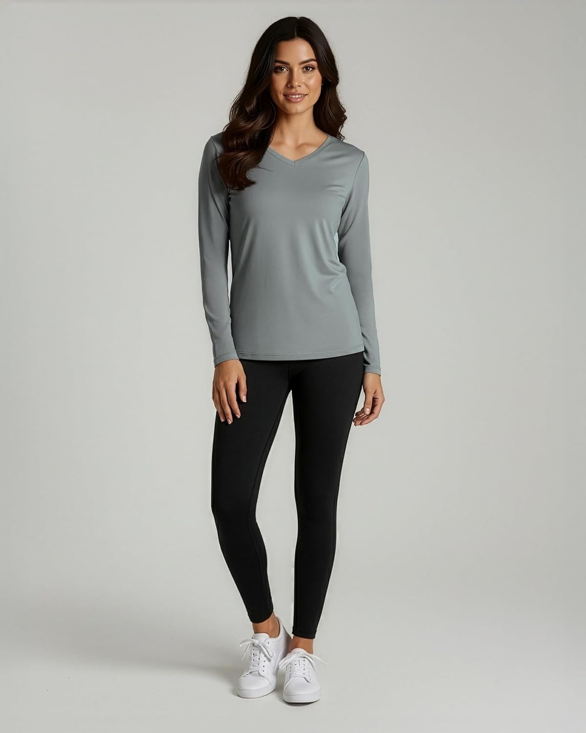 image:image4 Pack Womens Dry Fit Long Sleeve V Neck Tops Workout Athletic Tees ShirtsSet 7