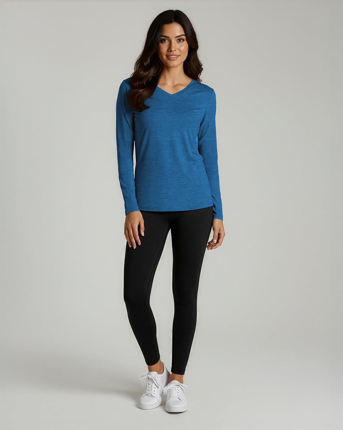 image:image4 Pack Womens Dry Fit Long Sleeve V Neck Tops Workout Athletic Tees ShirtsSet 8