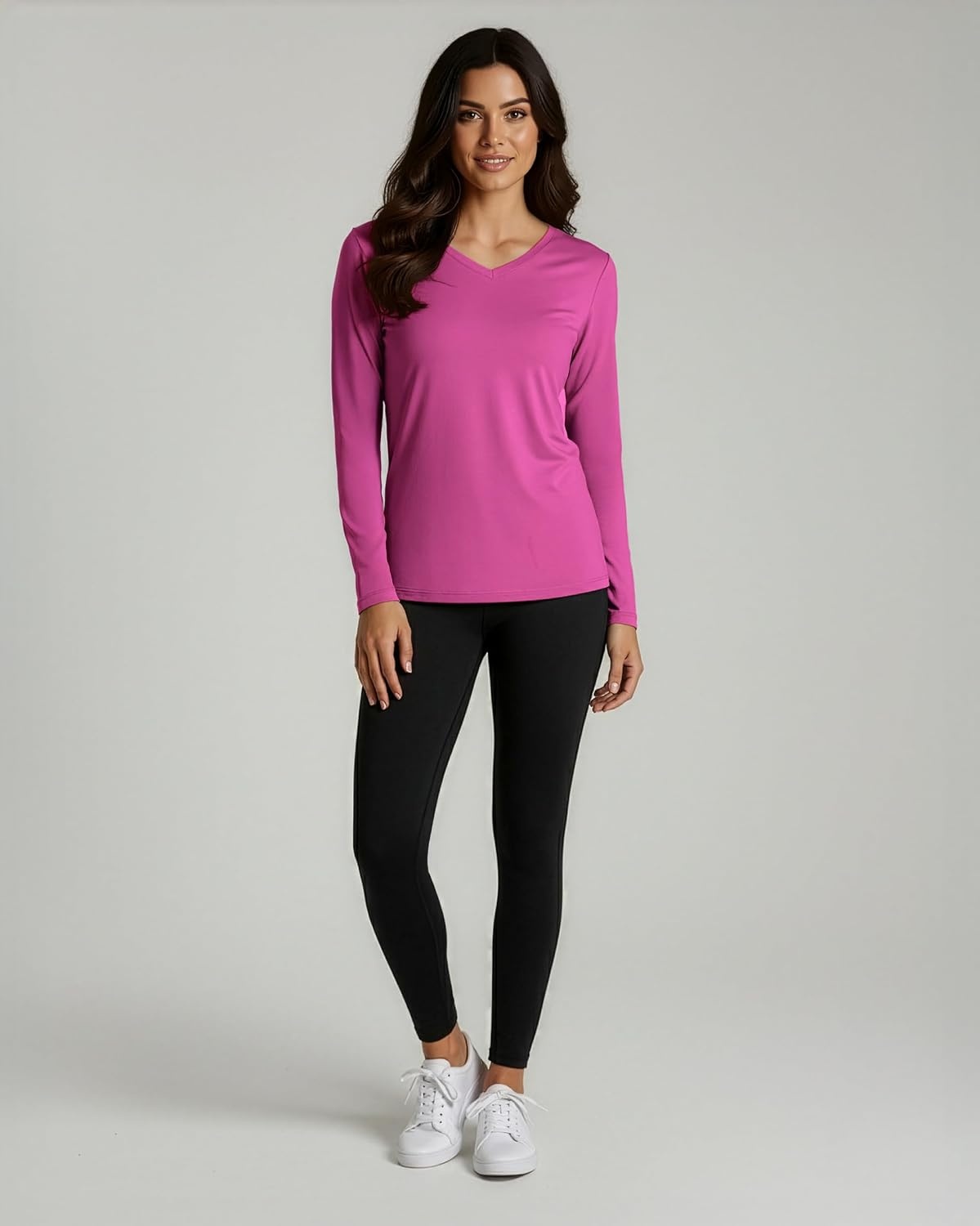 image:image4 Pack Womens Dry Fit Long Sleeve V Neck Tops Workout Athletic Tees ShirtsSet 9