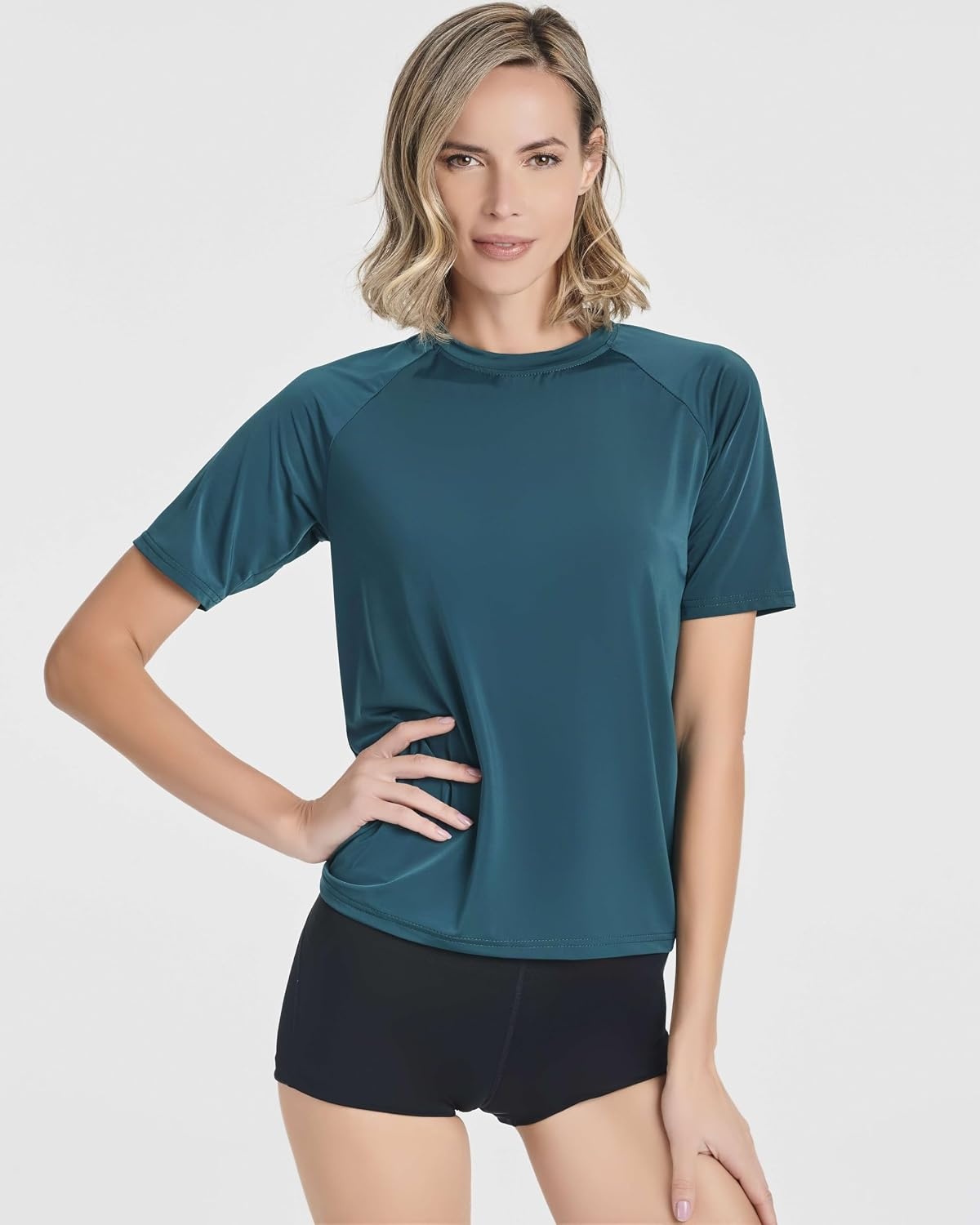 image:image4 Pack Womens Rash Guard Short Sleeve Swim Shirts Athletic Swimming TopsSet 1