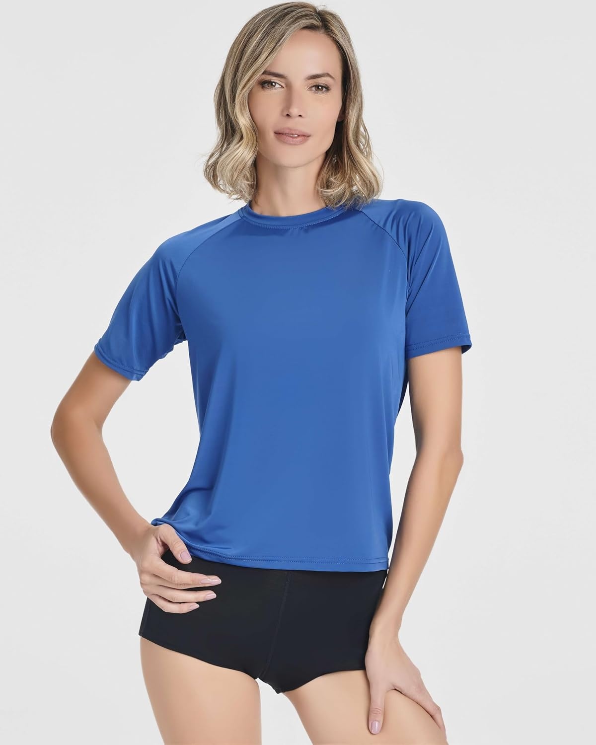 image:image4 Pack Womens Rash Guard Short Sleeve Swim Shirts Athletic Swimming TopsSet 3