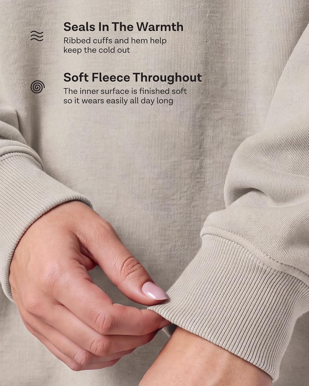 image:imageReal Essentials Ladies LS Fleece Oversized Crew Neck SweatshirtSolid Black Charcoal Heather Solid Orchid Petal
