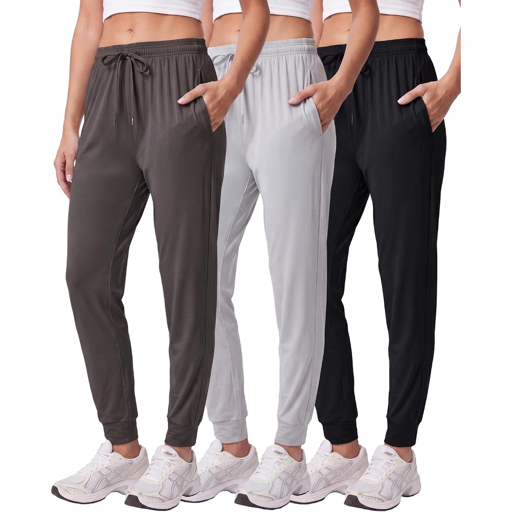 image:image3 Pack Womens Dry Fit Joggers Sweatpants Athletic Casual Lounge PocketsSet 11