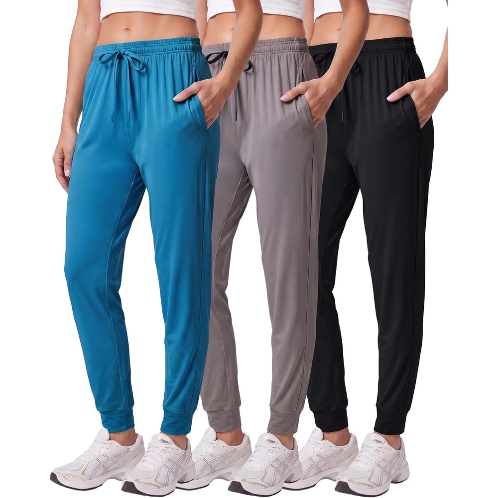 image:image3 Pack Womens Dry Fit Joggers Sweatpants Athletic Casual Lounge PocketsSet 3