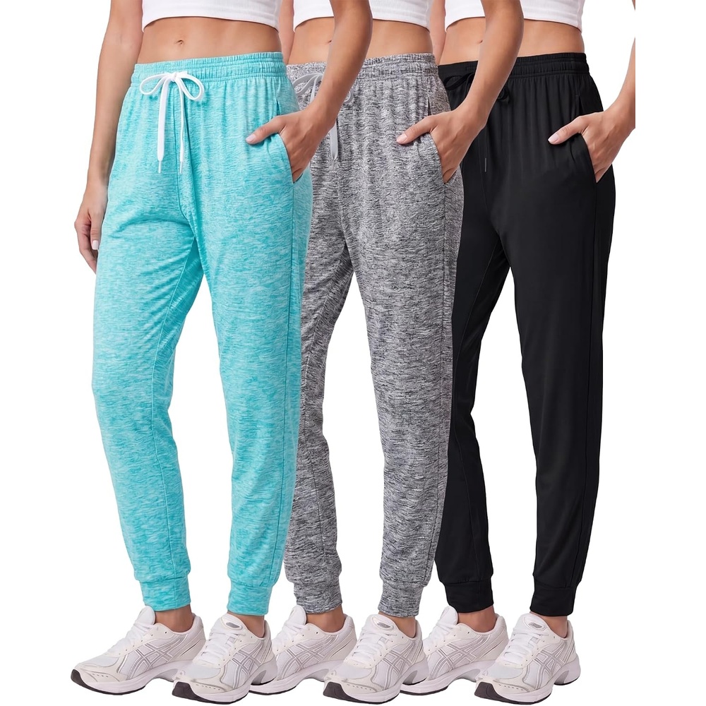 image:image3 Pack Womens Dry Fit Joggers Sweatpants Athletic Casual Lounge PocketsSet 5