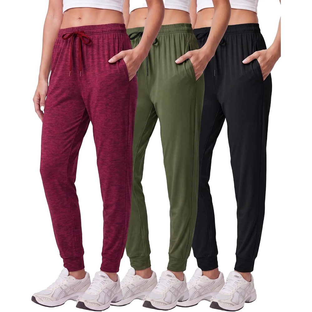 image:image3 Pack Womens Dry Fit Joggers Sweatpants Athletic Casual Lounge PocketsSet 8