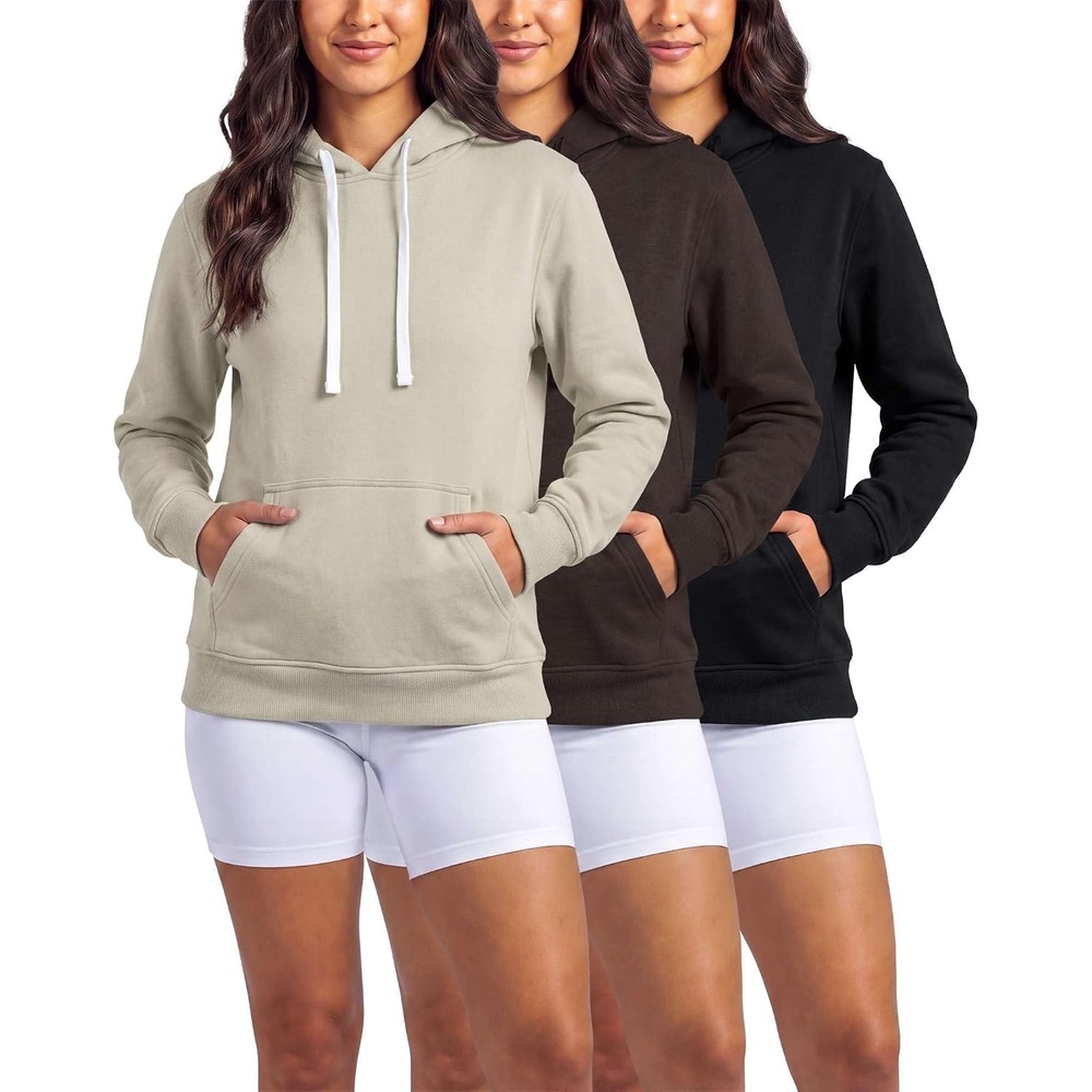 image:image3 Pack Womens Fleece Pullover Hoodies Sweatshirts Hooded Tops Athletic GymSet 11