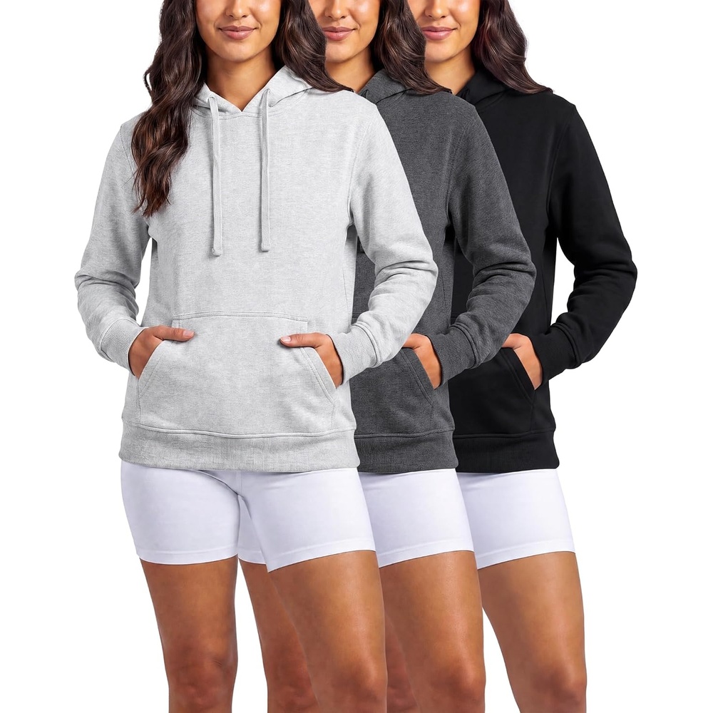 image:image3 Pack Womens Fleece Pullover Hoodies Sweatshirts Hooded Tops Athletic GymSet 9