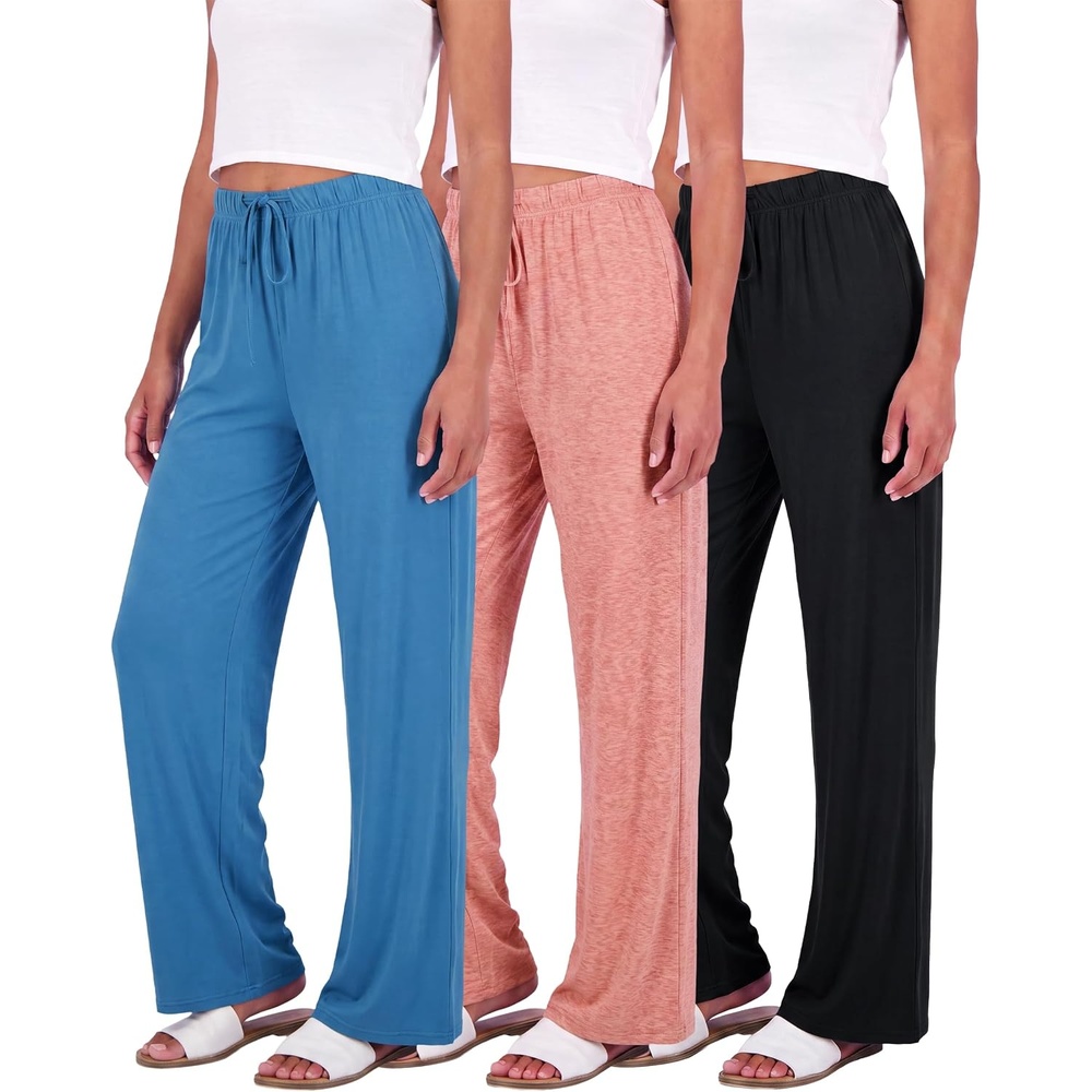 image:image3 Pack Womens Palazzo Pants Wide Leg Adaptive Pajama Bottoms Lounge CasualSet 1