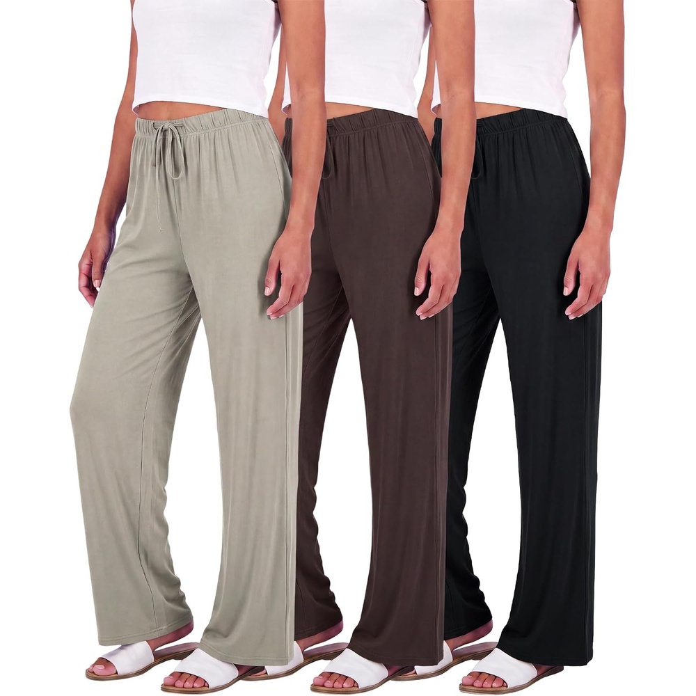 image:image3 Pack Womens Palazzo Pants Wide Leg Adaptive Pajama Bottoms Lounge CasualSet 10