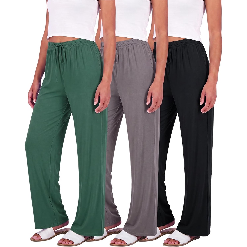 image:image3 Pack Womens Palazzo Pants Wide Leg Adaptive Pajama Bottoms Lounge CasualSet 3