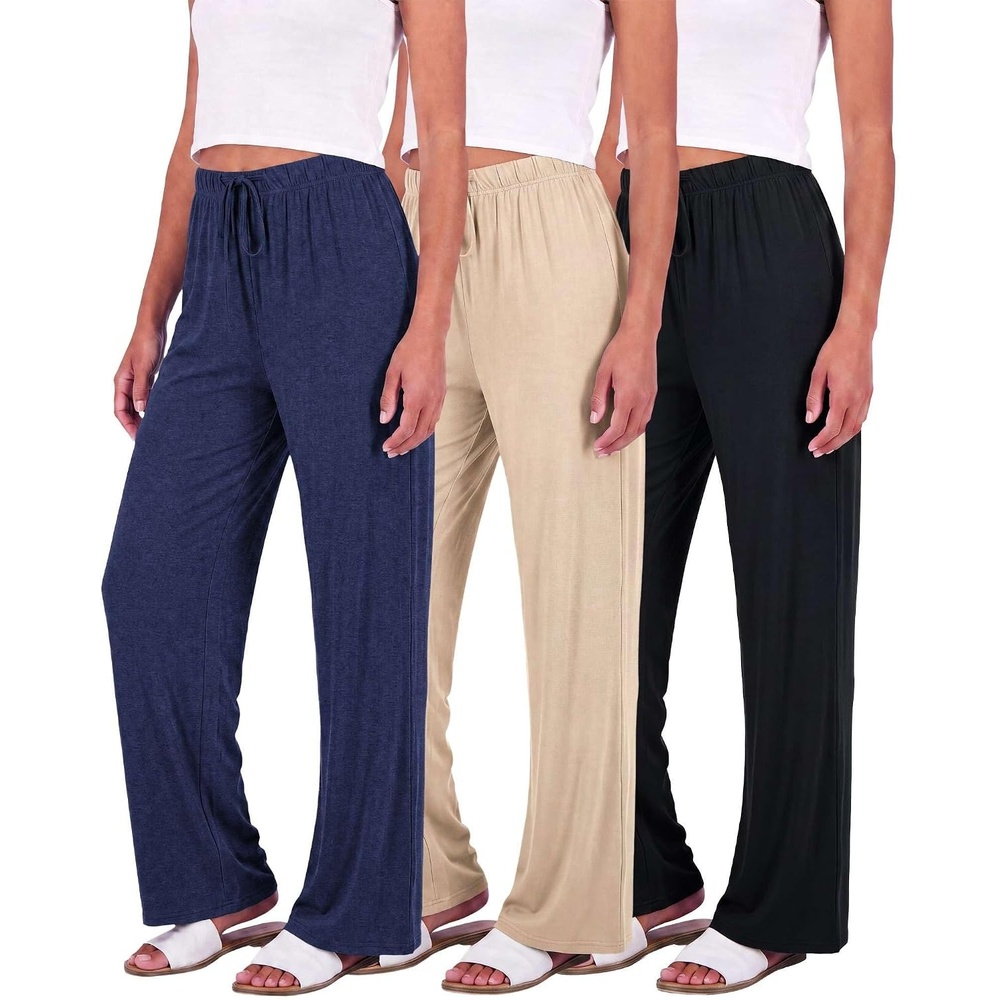 image:image3 Pack Womens Palazzo Pants Wide Leg Adaptive Pajama Bottoms Lounge CasualSet 5