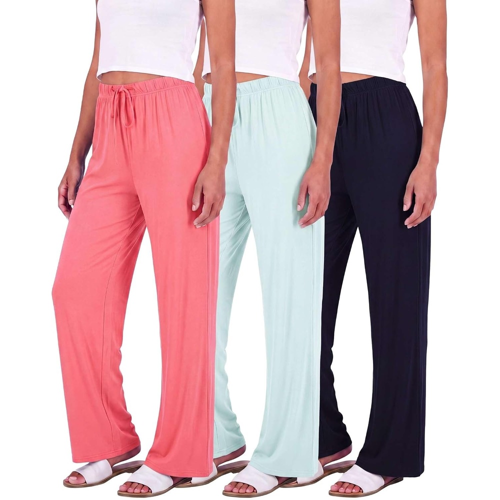 image:image3 Pack Womens Palazzo Pants Wide Leg Adaptive Pajama Bottoms Lounge CasualSet 8