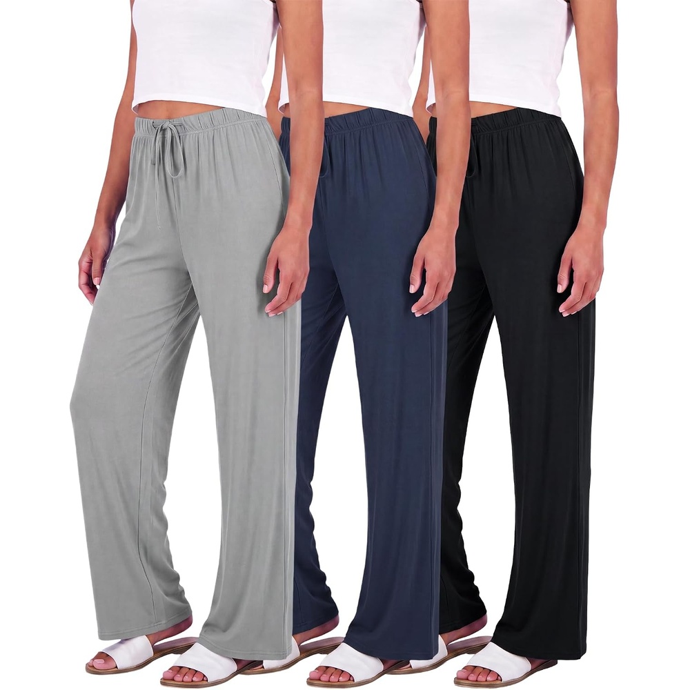 image:image3 Pack Womens Palazzo Pants Wide Leg Adaptive Pajama Bottoms Lounge CasualSet 9