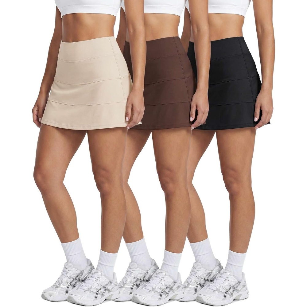 image:image3 Pack Womens Tiered Skorts Skirts Built in Shorts Pockets Tennis GolfSet 2