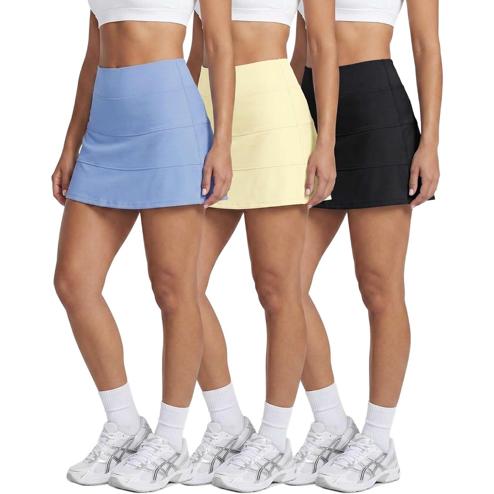 image:image3 Pack Womens Tiered Skorts Skirts Built in Shorts Pockets Tennis GolfSet 3