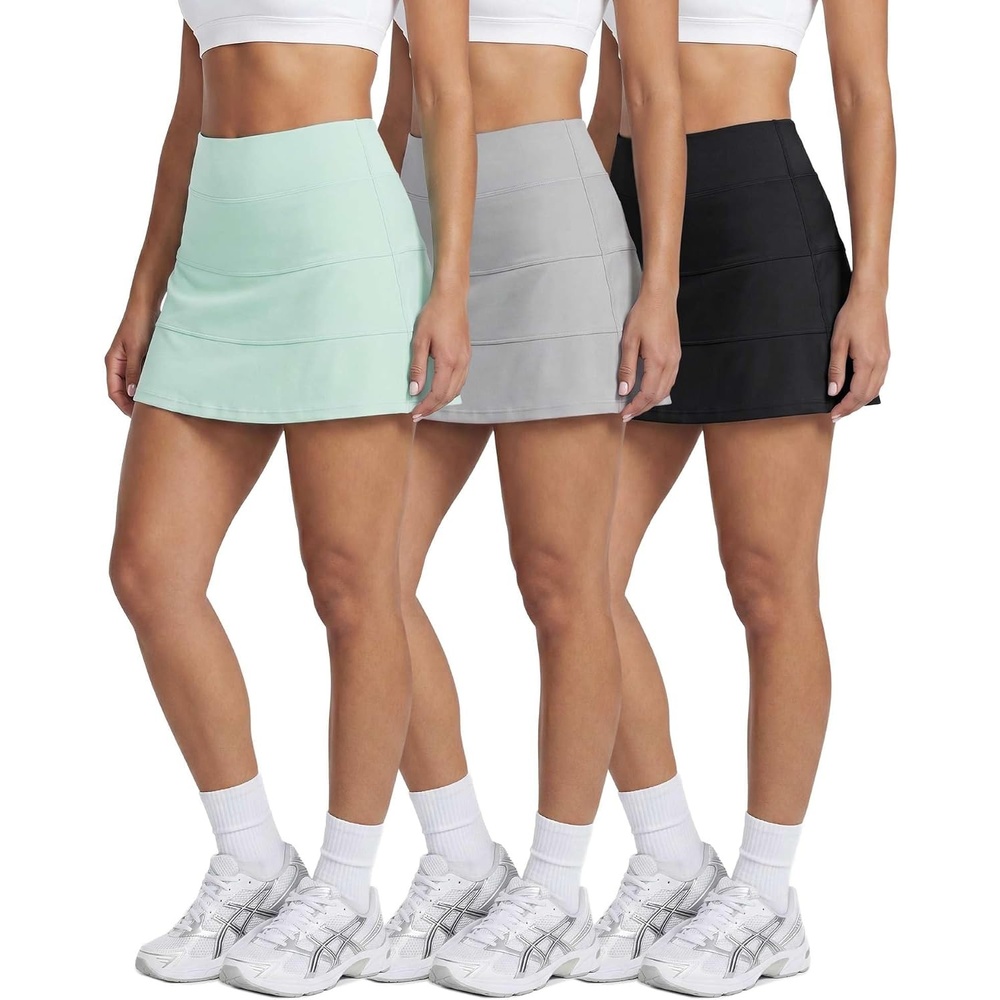 image:image3 Pack Womens Tiered Skorts Skirts Built in Shorts Pockets Tennis GolfSet 7