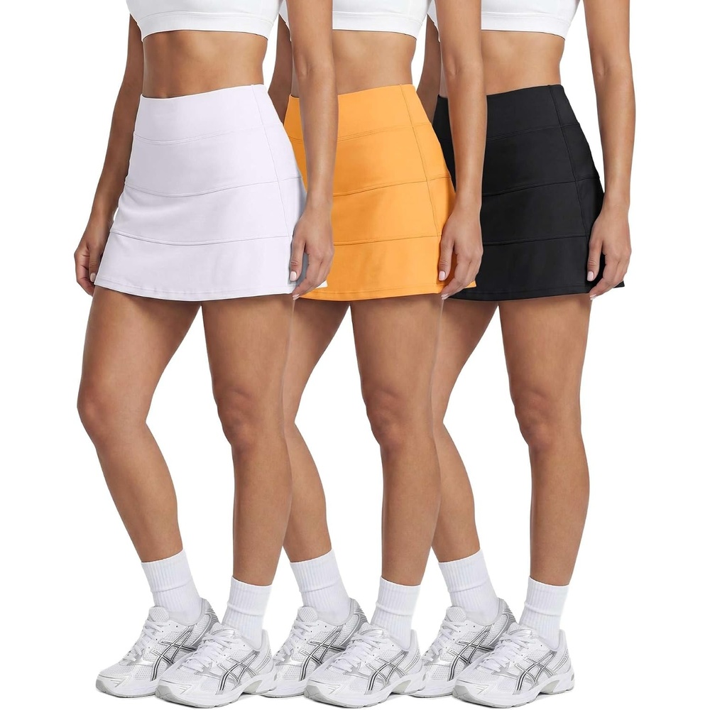 image:image3 Pack Womens Tiered Skorts Skirts Built in Shorts Pockets Tennis GolfSet 8