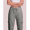 3 Pack Women’s Fleece Cargo Sweatpants Lounge Casual Sweat Pants Pockets(Solid Black  Charcoal Heather  Grey Heather)