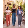 3 Pack Women’s Palazzo Pants Wide Leg Adaptive Pajama Bottoms Lounge Casual(Set 4)