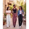 3 Pack Women’s Palazzo Pants Wide Leg Adaptive Pajama Bottoms Lounge Casual(Set 7)