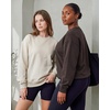 Real Essentials Ladies LS Fleece Oversized Crew Neck Sweatshirt(Solid Black  Solid Chocolate Torte  Solid Moonbeam)