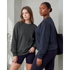 Real Essentials Ladies LS Fleece Oversized Crew Neck Sweatshirt(Solid Black  Solid Navy Blazer  Charcoal Heather)