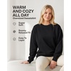 Real Essentials Ladies LS Fleece Oversized Crew Neck Sweatshirt(Solid Black  Solid Plum Perfect  Solid Ballad Blue)
