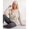 Real Essentials Ladies LS Fleece Oversized Crew Neck Sweatshirt(Solid Black  Solid Plum Perfect  Solid Ballad Blue)