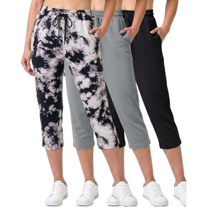 3 Pack Women’s Capri Pants Athletic Casual Sweatpants Summer Yoga Pockets(Set 2)