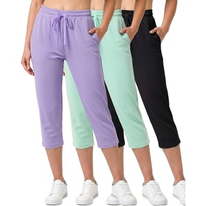 3 Pack Women’s Capri Pants Athletic Casual Sweatpants Summer Yoga Pockets(Set 5)