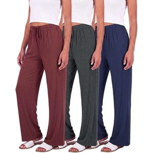 3 Pack Women’s Palazzo Pants Wide Leg Adaptive Pajama Bottoms Lounge Casual(Set 2)