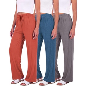 3 Pack Women’s Palazzo Pants Wide Leg Adaptive Pajama Bottoms Lounge Casual(Set 4)