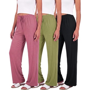 3 Pack Women’s Palazzo Pants Wide Leg Adaptive Pajama Bottoms Lounge Casual(Set 6)