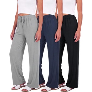 3 Pack Women’s Palazzo Pants Wide Leg Adaptive Pajama Bottoms Lounge Casual(Set 9)
