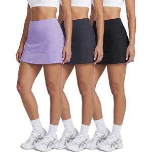 3 Pack Women’s Tiered Skorts Skirts Built in Shorts Pockets Tennis Golf(Set 1)