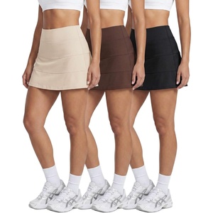 3 Pack Women’s Tiered Skorts Skirts Built in Shorts Pockets Tennis Golf(Set 2)