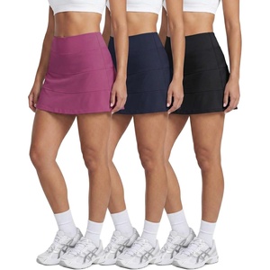 3 Pack Women’s Tiered Skorts Skirts Built in Shorts Pockets Tennis Golf(Set 5)