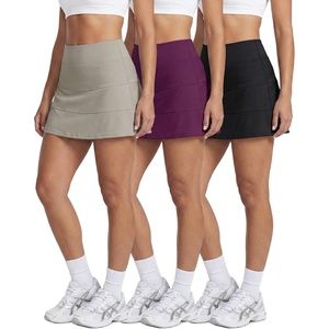 3 Pack Women’s Tiered Skorts Skirts Built in Shorts Pockets Tennis Golf(Set 6)