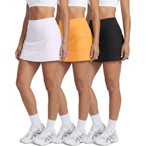 3 Pack Women’s Tiered Skorts Skirts Built in Shorts Pockets Tennis Golf(Set 8)