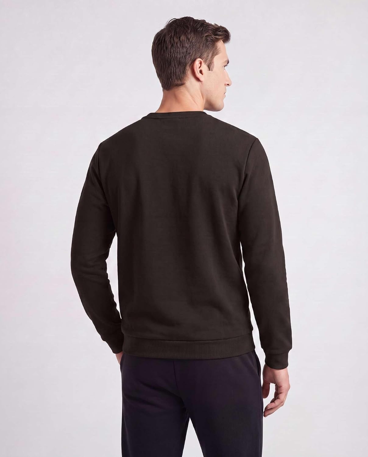 image:image3 Pack Mens Fleece Henley Shirts Long Sleeve Sweatshirt Sweater AthleticSolid Black Solid Chocolate Torte Solid Olive Night