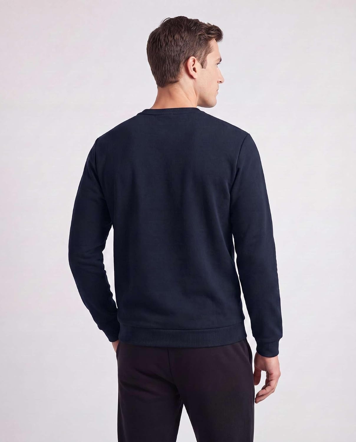 image:image3 Pack Mens Fleece Henley Shirts Long Sleeve Sweatshirt Sweater AthleticSolid Black Solid Navy Blazer Charcoal Heather