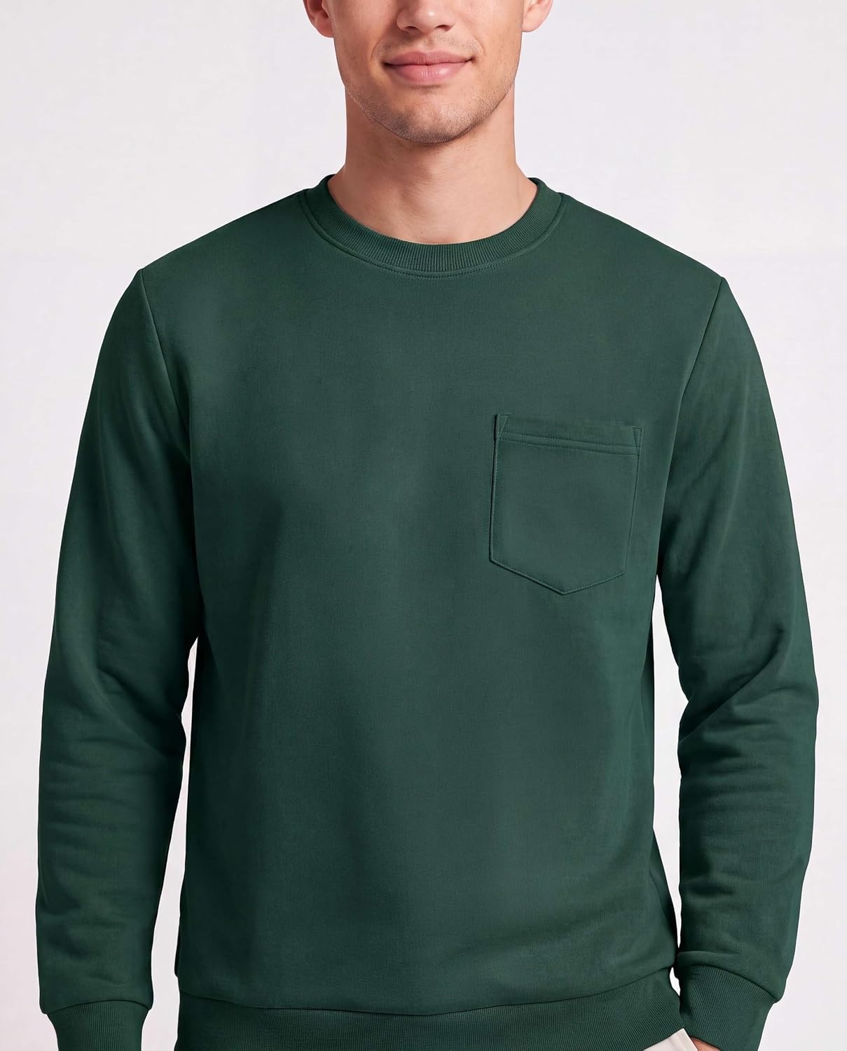 image:image3 Pack Mens Fleece Pocket Sweatshirt Pullover Long Sleeve Shirts SweaterSolid Black Solid Pine Grove Solid Northern Droplet