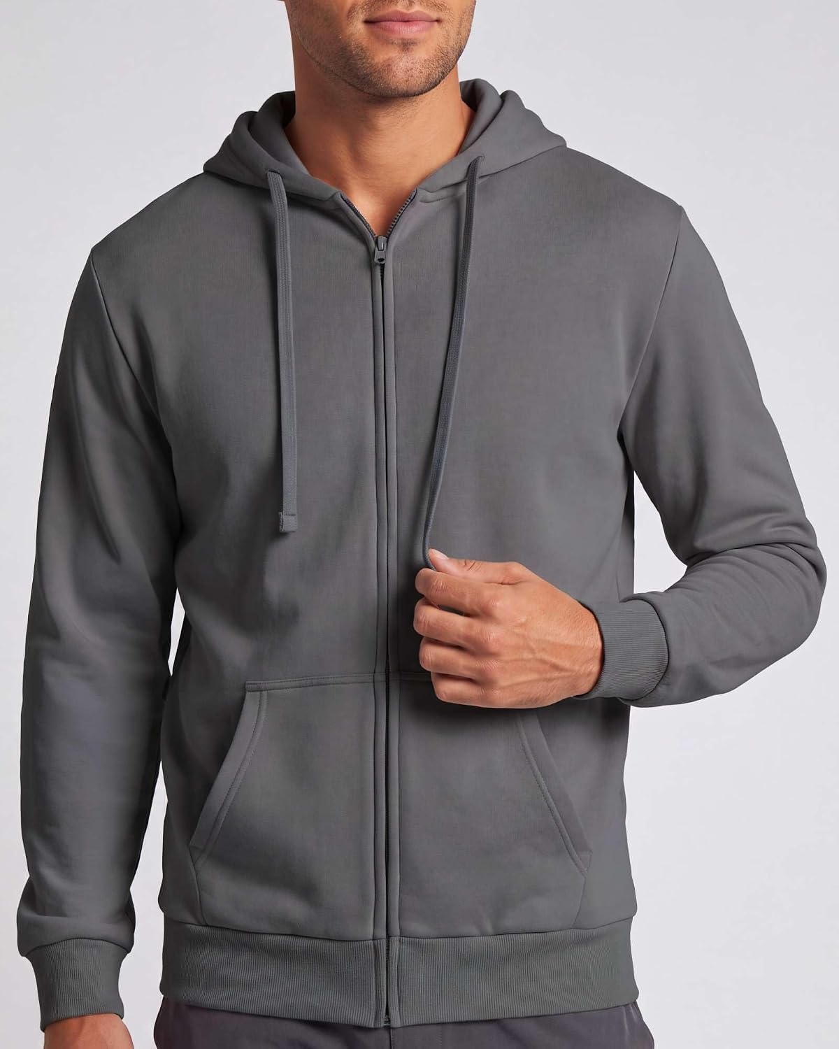image:image3 Pack Mens Full Zip Up Hoodies Fleece Sweatshirts Jackets Workout ZipperBlack Solid Hunter Green Solid Quiet Shade