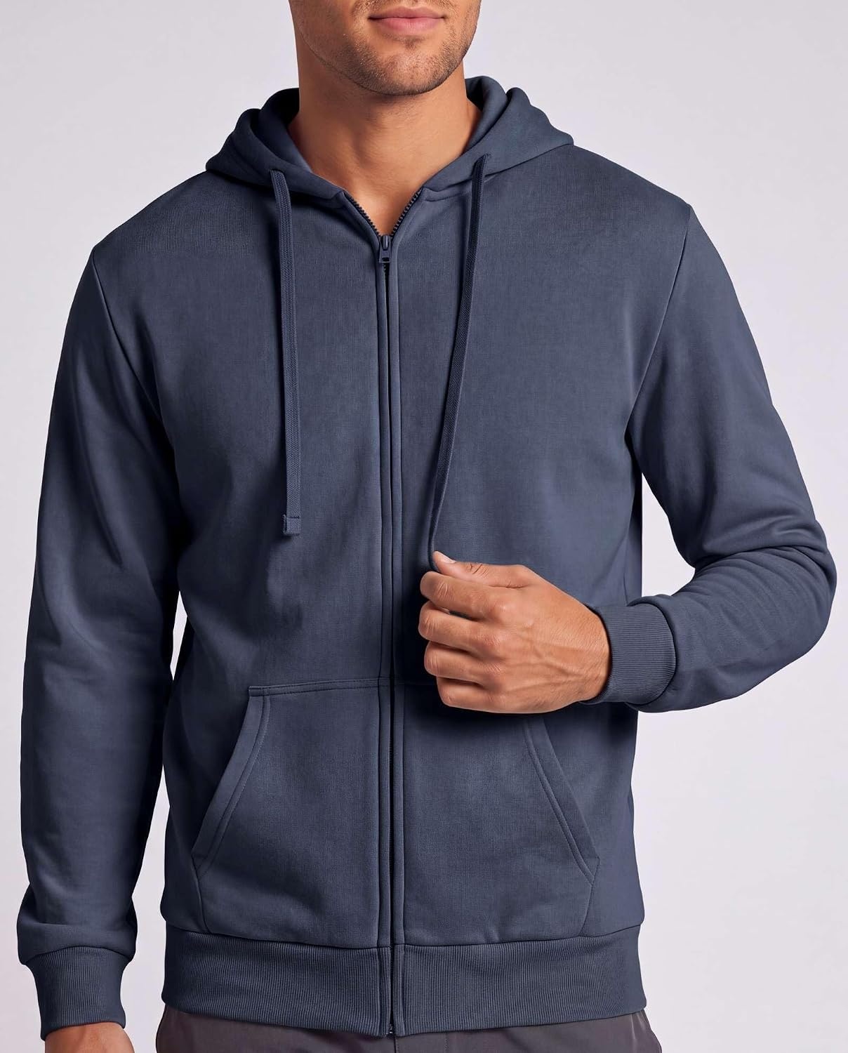 image:image3 Pack Mens Full Zip Up Hoodies Fleece Sweatshirts Jackets Workout ZipperBlack Solid Solid Olive Night Solid Vintage Indigo