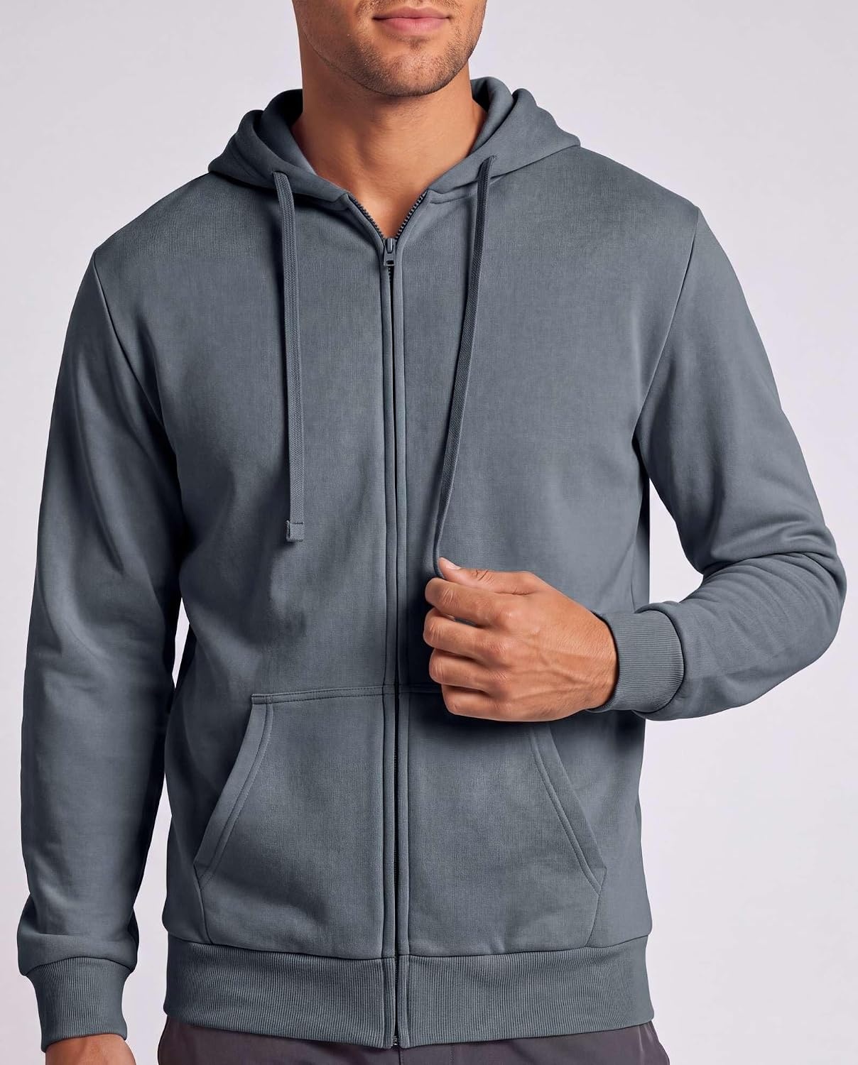 image:image3 Pack Mens Full Zip Up Hoodies Fleece Sweatshirts Jackets Workout ZipperBlack Solid Solid Stormy Weather Grey Heather