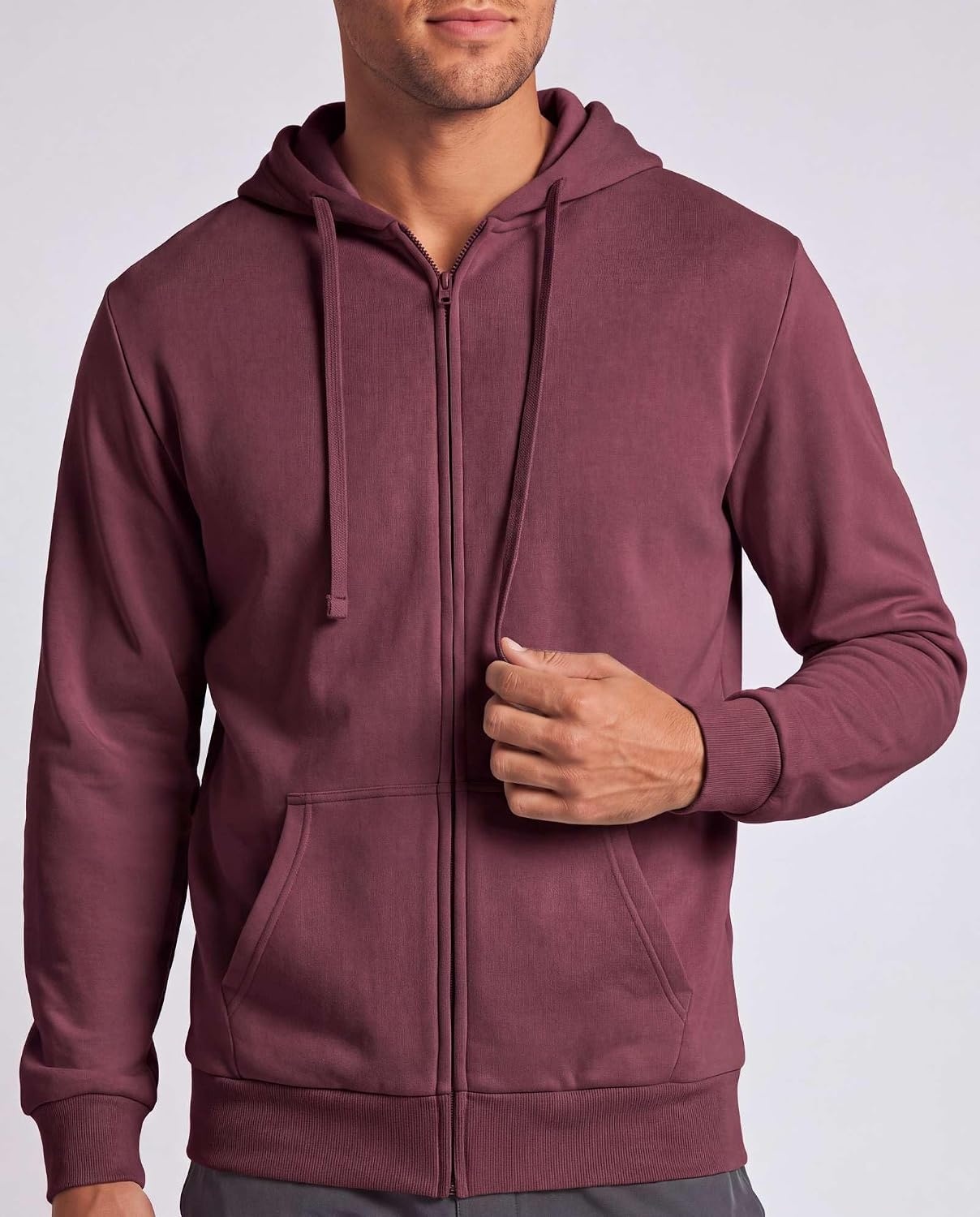 image:image3 Pack Mens Full Zip Up Hoodies Fleece Sweatshirts Jackets Workout ZipperSolid Black Solid Burgundy Grey Heather